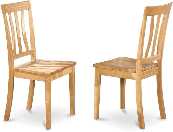 East West Furniture ANTI3-OAK-W 3 Piece Dining Set Contains a Round Kitchen - Image 3