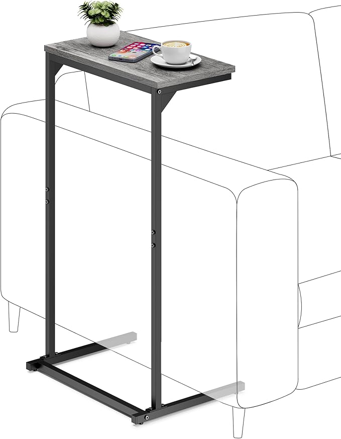TUTOTAK C Shaped End Table, Small Side Table, 28.7 inch Tall Couch Table by WelcometotheTUTOTAKHome