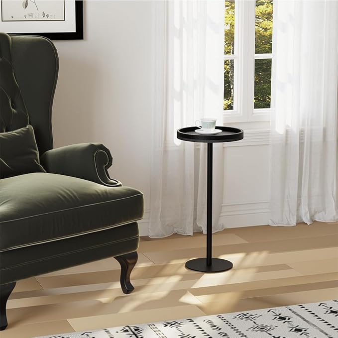 Round Drink Table, Small Pedestal Table, Small Round Side Table - Image 2