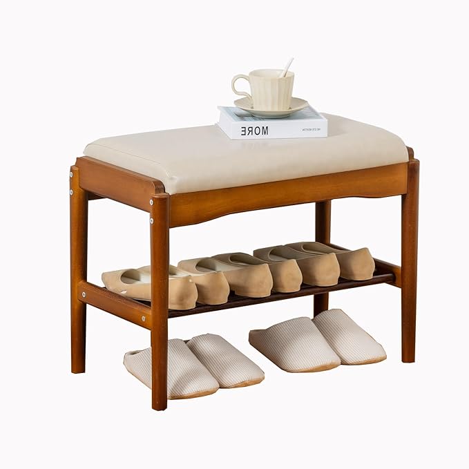 latifolia Small Shoe Bench, Solid Wood Bench by Latifolia