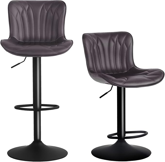YOUNIKE Brown Bar Stools Set of 2 Modern Swivel Counter Height Bar Chair by YOUNIKE