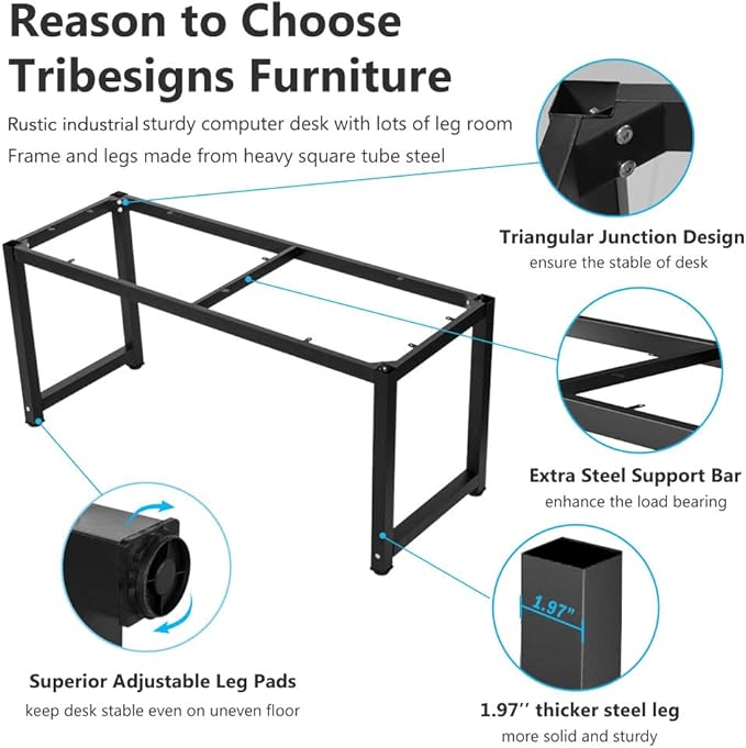 Tribesigns Computer Desk, 63 inch Large Office Desk Computer Table Study - Image 6