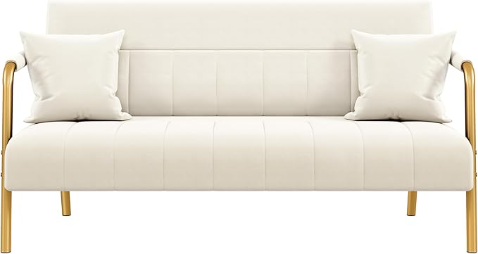 Yaheetech 56.5" W Modern Loveseat 2 Seater Sofa Luxurious Velvet Fabric Couch by Yaheetech