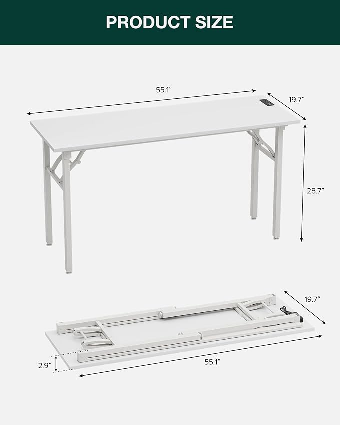 Frylr Small Folding Computer Desk – 55.1 Inch Portable Table - Image 2