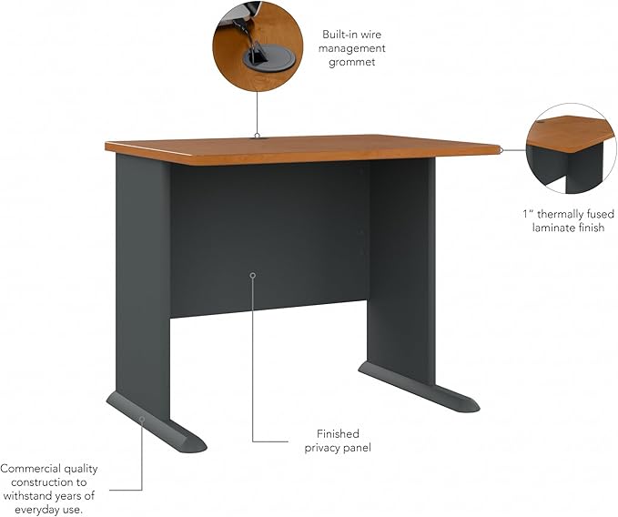 Bush Business Furniture Series A 36W Desk in Natural Cherry and Slate - Image 6