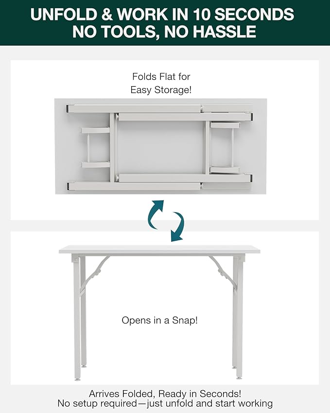 Frylr Small Folding Computer Desk – Portable 43.3 Inch Foldable Laptop Table - Image 3