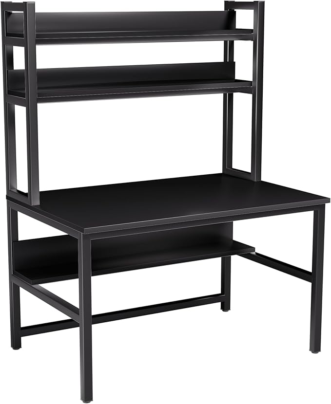 Aquzee Computer Desk with Hutch and Bookshelves, Large Leg Room 55 inch Width - Image 9