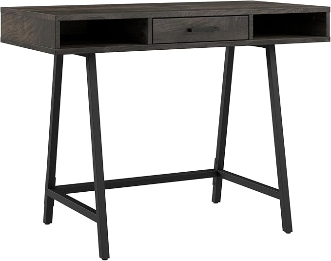 Bush Furniture Steele 40W Writing Desk in Dark Gray Hickory | Computer Table by BushHome