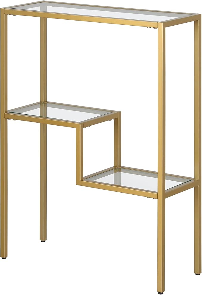 Henn&Hart 22" Wide Rectangular Console Table in Brass, Entryway Table, Accent - Image 5