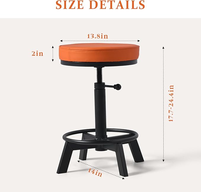 Vintage Short Bar Stools Industrial Swivel Counter Stools 17-24inch Height - Image 3