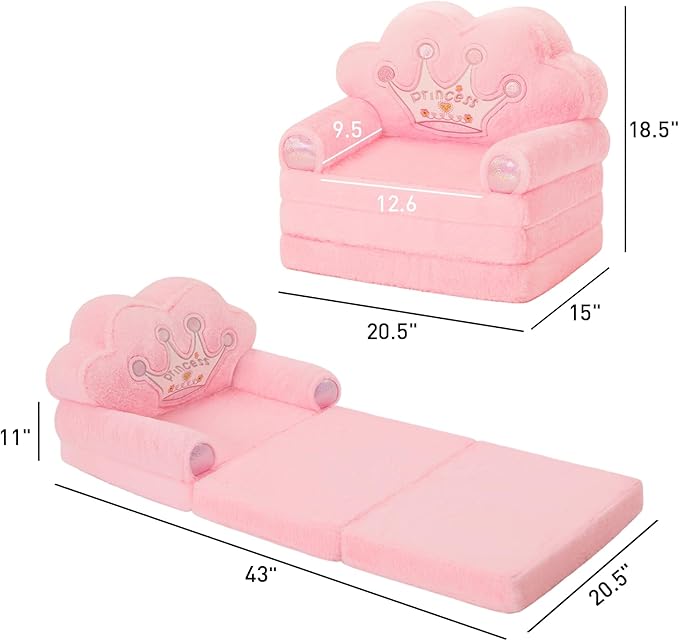 MOONBEEKI Toddler Chair Comfy，Foldable Princess Kids Couch - Image 3
