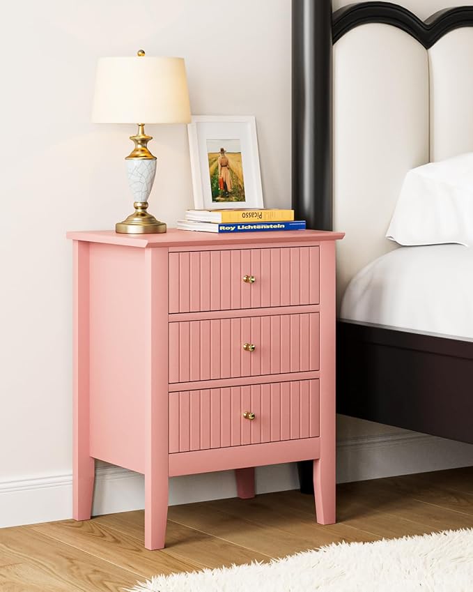 Fluted Nightstand, Farmhouse Night Stand by Unknown