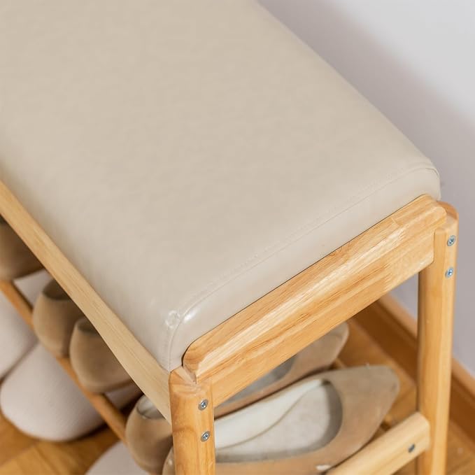 latifolia Small Shoe Bench, Solid Wood Bench - Image 6