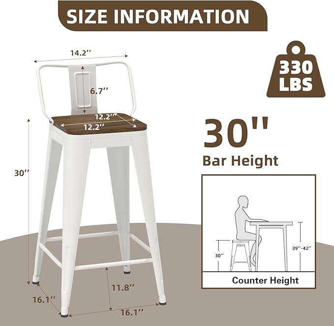 30 Inch Swivel Bar Stools Set of 4, Counter Height Bar Stools - Image 2