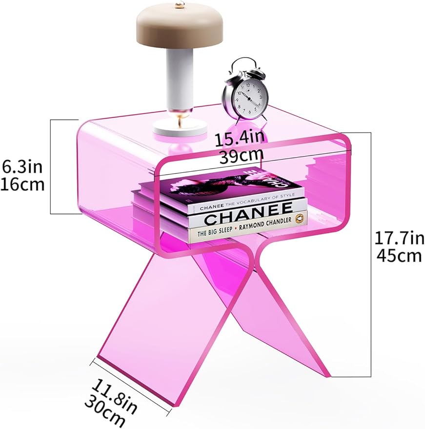 Acrylic Nightstand Side Table Modern Design Clear Home Decor Display End Table - Image 3