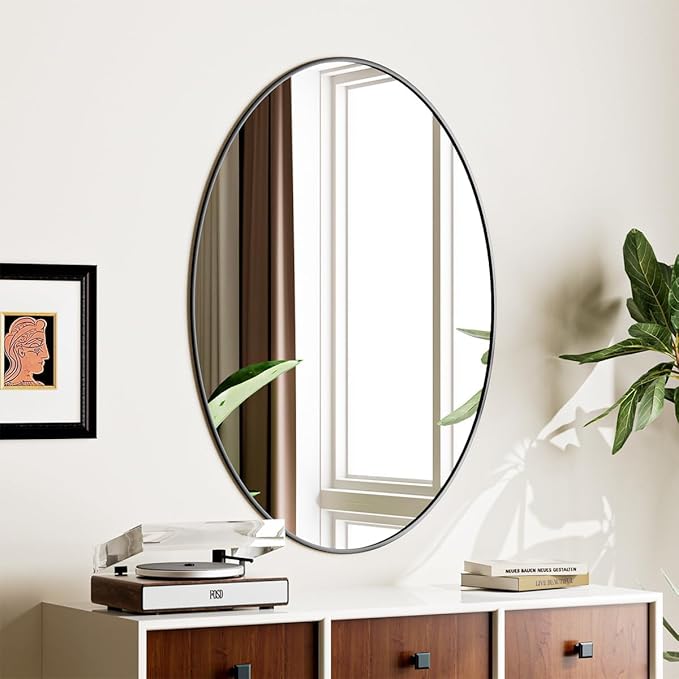 Koonmi Black Oval Bathroom Mirror, Oval Mirror - Image 6