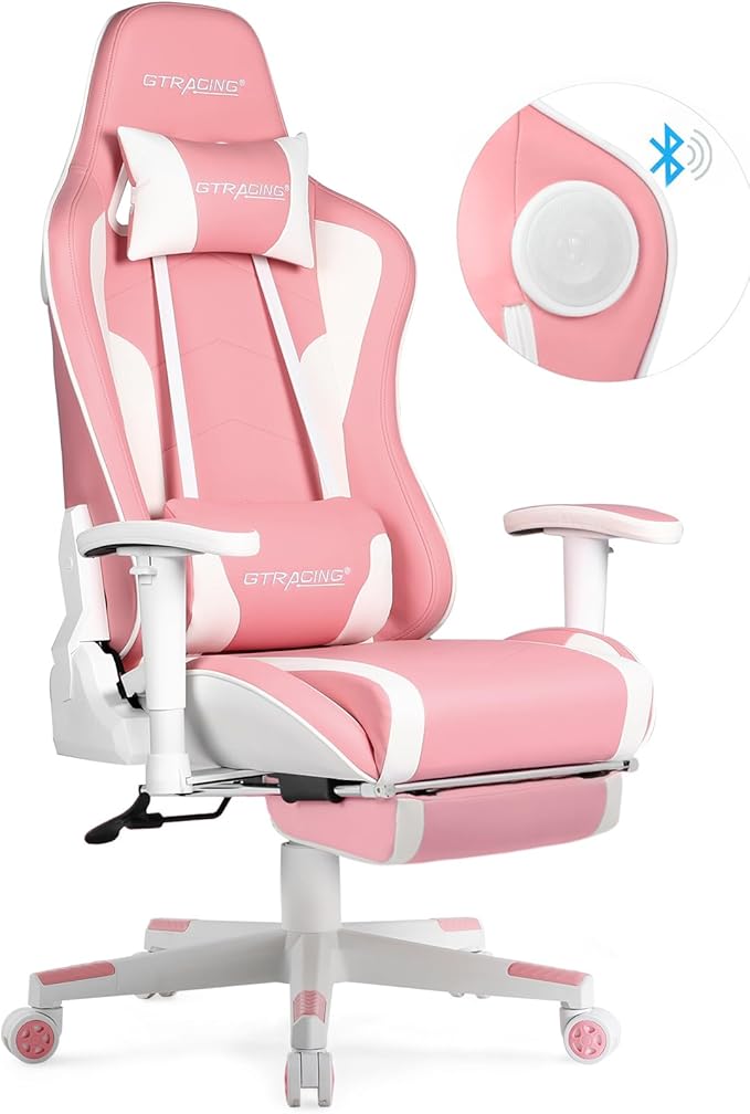 GTRACING Gaming Chair with Footrest Speakers Video Game Chair Bluetooth Music - Image 4