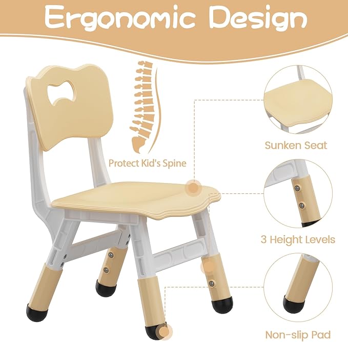 GarveeHome Kids Table and 2 Chairs Set, Height Adjustable Toddler Table and - Image 9