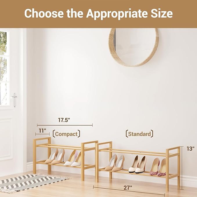 Haddockway Bamboo Shoe Rack for Closet, Free Standing Shoe Organizer - Image 3