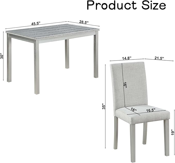 Dining Table Set for 4, 5-Piece Kitchen Table & Chairs Set - Image 5