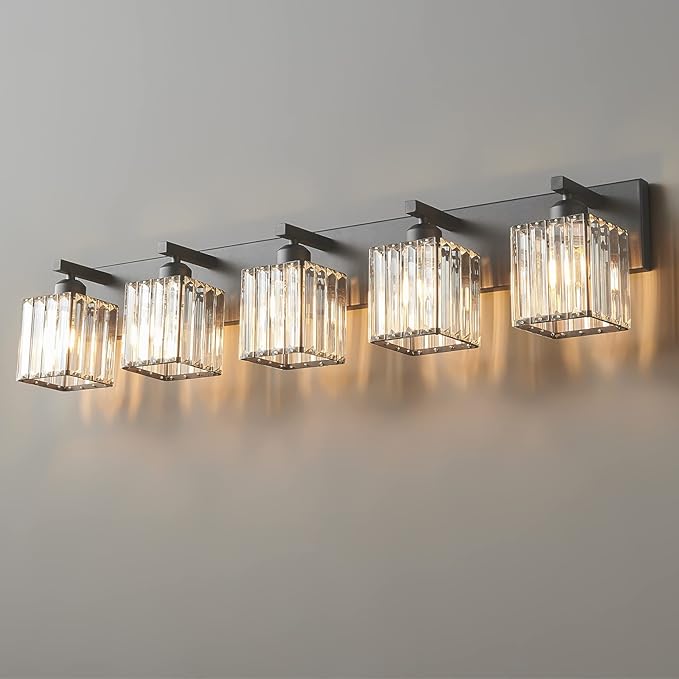 Modern Black Crystal Bathroom Vanity Light by FDPBY