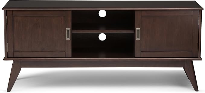 SIMPLIHOME Draper SOLID HARDWOOD 60 inch Wide Mid Century Modern TV Media Stand - Image 5