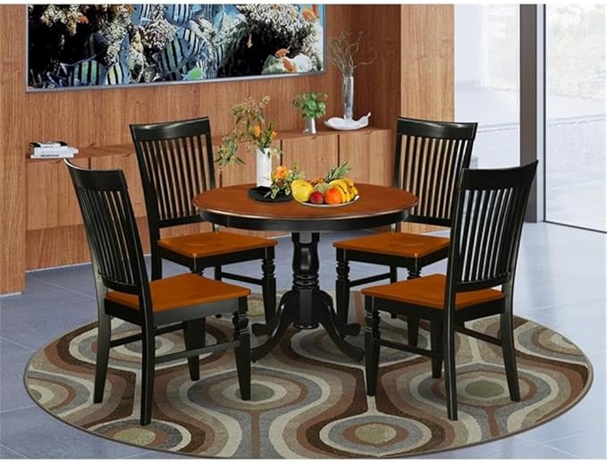 East West Furniture HLWE5-BCH-W 5 Piece Modern Dining Table Set Includes a - Image 2
