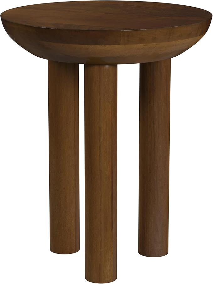 HomePop Walnut Mango Wood 3-Leg End/Side Round Table - Image 8