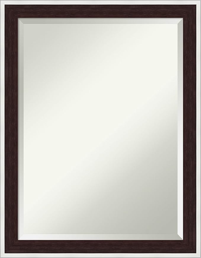 Amanti Art Wall Mirror 27x21 Maya Espresso Silver Rectangle Bathroom Mirror by AmantiArt