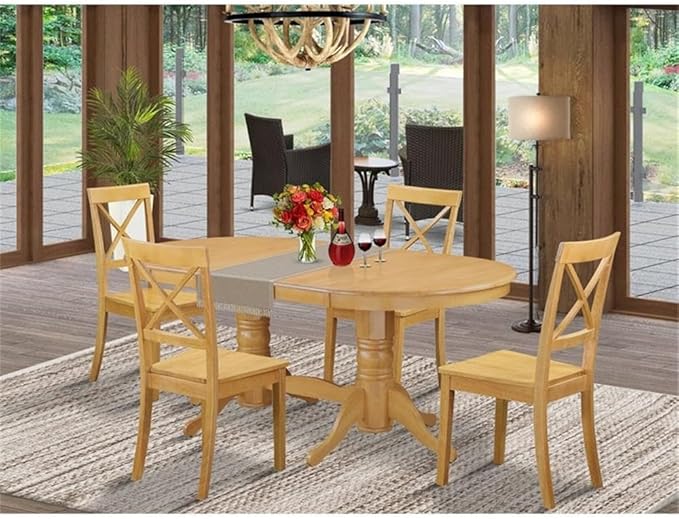 East West Furniture VABO5-OAK-W 5 Piece Kitchen Table & Chairs Set Includes an - Image 2