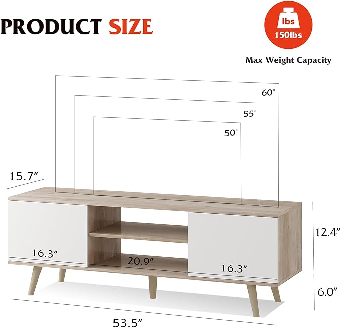 WLIVE TV Stand for 55 60 inch TV, Boho Entertainment Center - Image 3