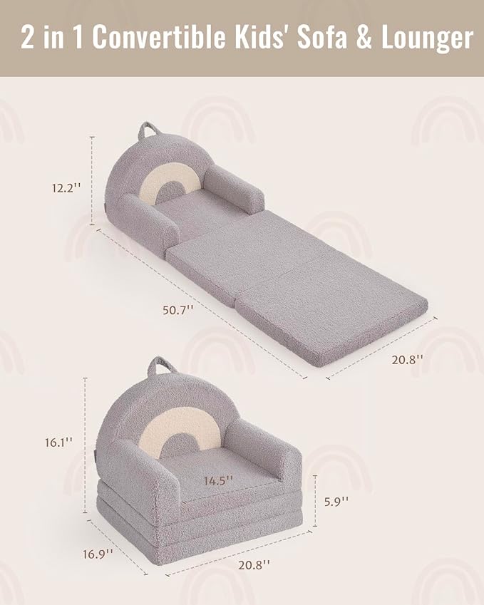 Blissful Diary Foldable Toddler Couch, 2-in-1 Comfy Toddler Chair & Lounger - Image 3