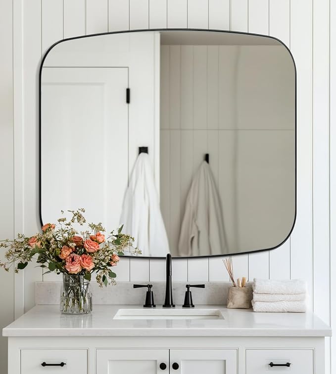ANDY STAR Black Oblong Mirror, 36x40 Inch Black Oval Mirror - Image 2