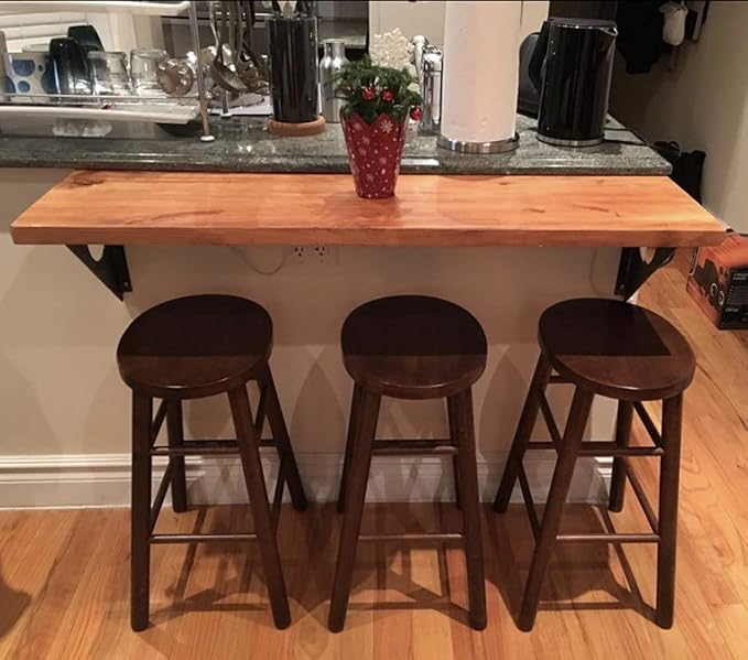 Industrial Rustic Wall-Mounted Table, Dining Table Desk, Pine Wood Wall-Mounted - Image 5