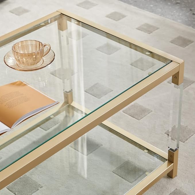 AGV LIGHTING 202205 BLEVIO Coffee Table, Modern Design Dual-Layer Coffee Table - Image 6