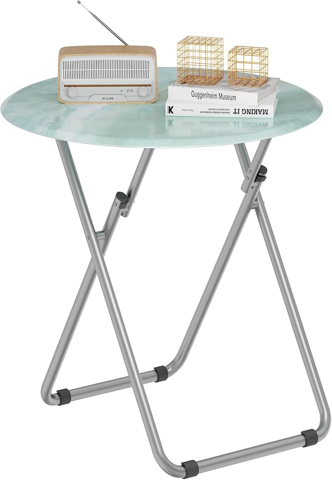 Folding TV Trays, Round Tray Table, Small Foldable Table by Fleecy+day