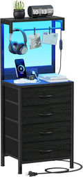 Furnulem Tall Nightstand with Charging Station, Night Stands with LED Lights by Furnulem