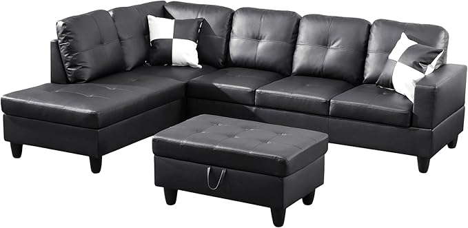 Osparple L Shaped Couch Faux Leather Sectional Couches - Image 3