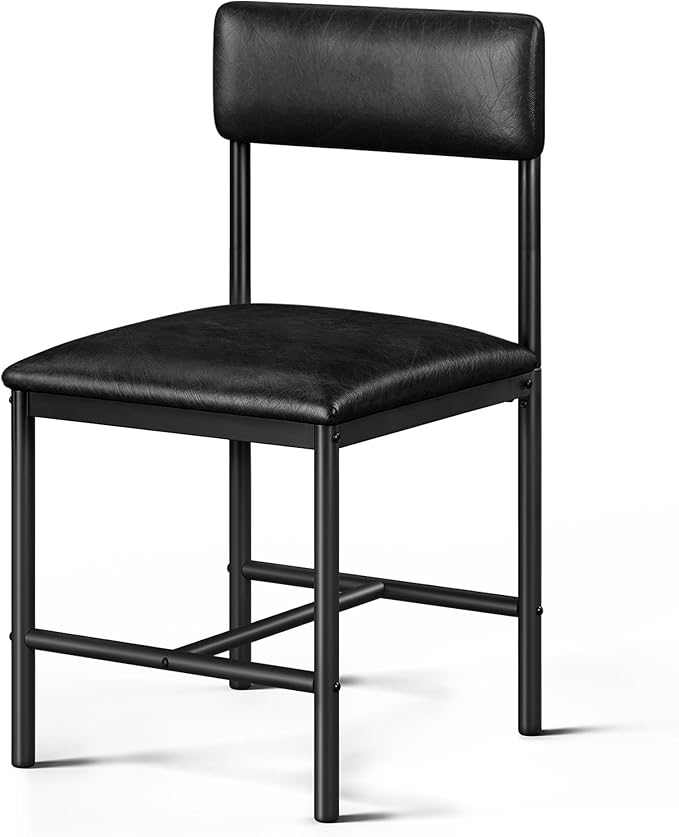 DWVO Dining Room Chairs Set of 4 Black Modern Upholstered Dining Chairs Faux - Image 7