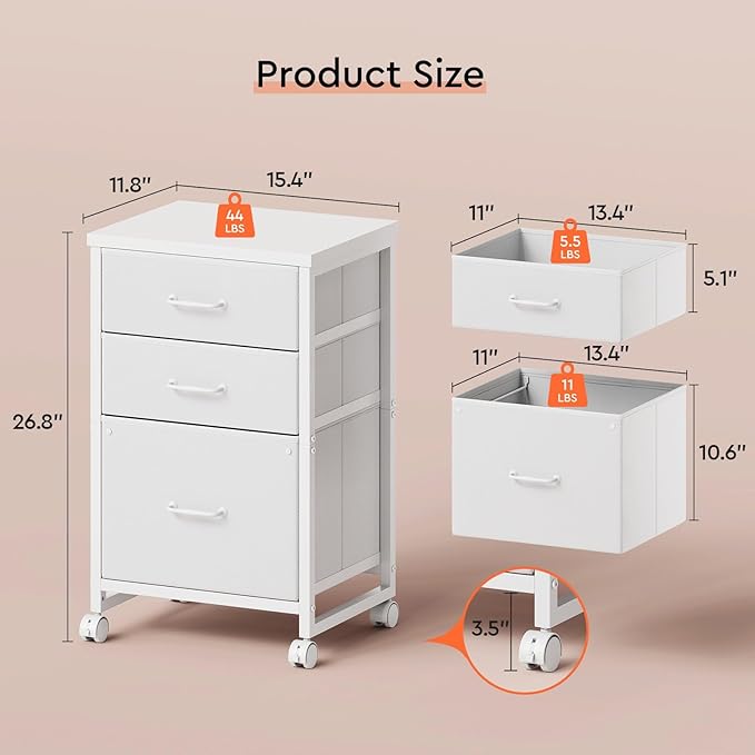 3 Drawer Mobile File Cabinet - Image 3