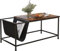 SENIG Brown Rectangle Wood and Metal Coffee Table by SENIG