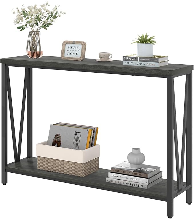 EXCEFUR Entryway Table, Rustic Wood Sofa Console Table - Image 8