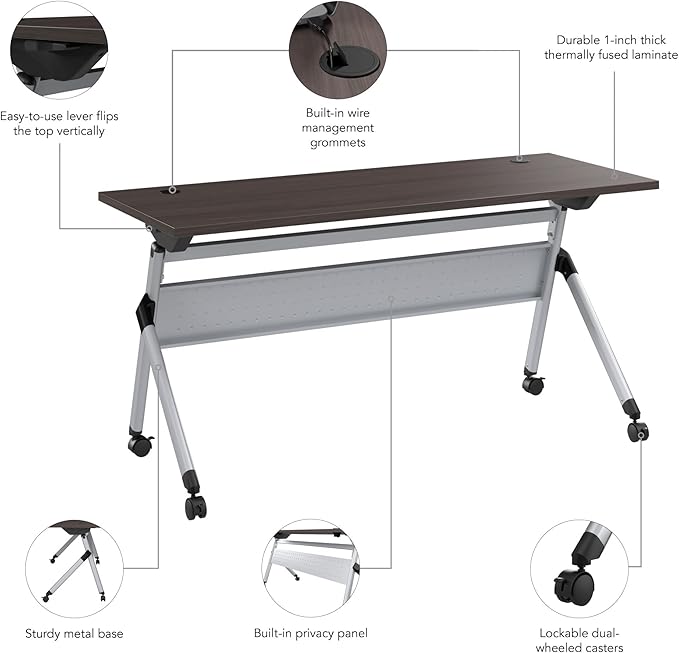 Bush Business Furniture Folding Training Table, 72 inch Desk, Commercial-Grade - Image 7