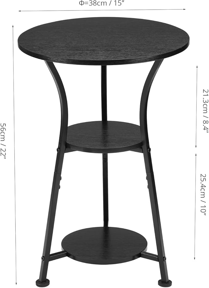 Dulcii Small Round End Table for Narrow and Small Space, 3-Tier Round Accent - Image 3