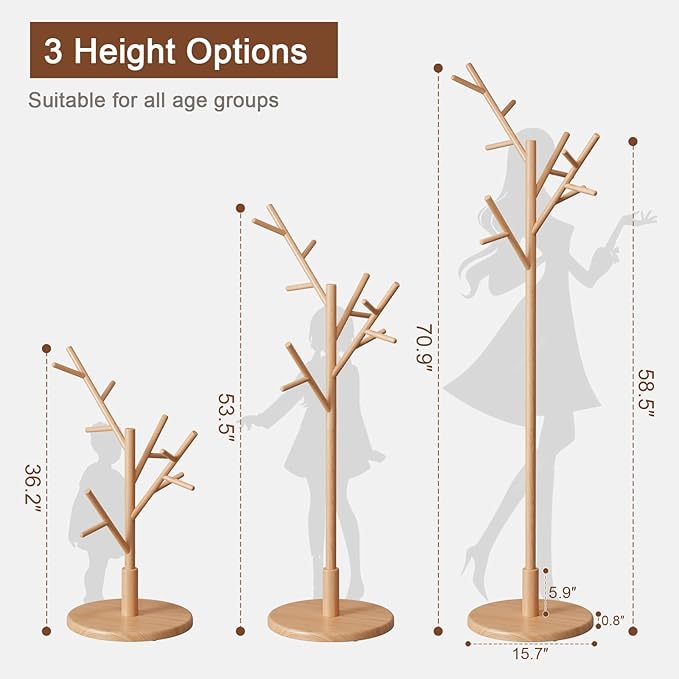 Coat Rack, Solid Wood Coat Rack Freestanding - Image 5