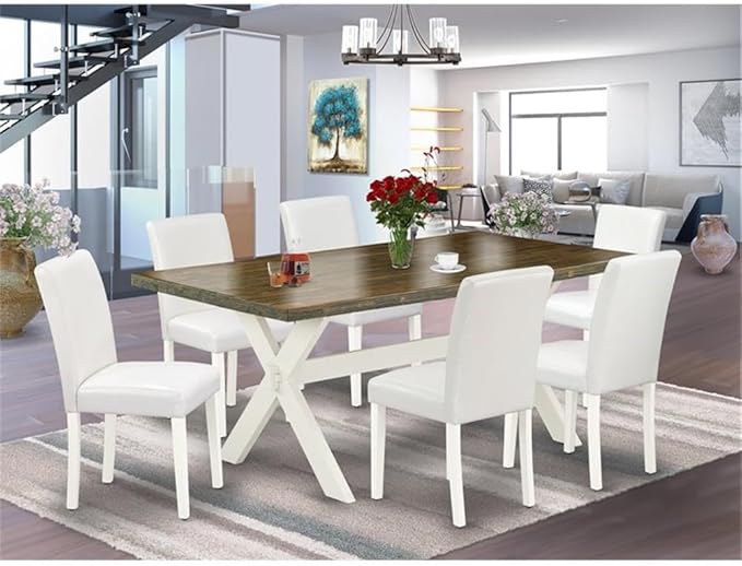 East West Furniture X077AB264-7 7 Piece Dining Room Table Set Consist of a - Image 2