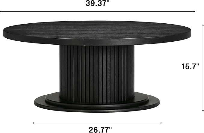 NTC 40 Inch Summit Modern Classic Tambour Wooden Round Coffee Table – - Image 2