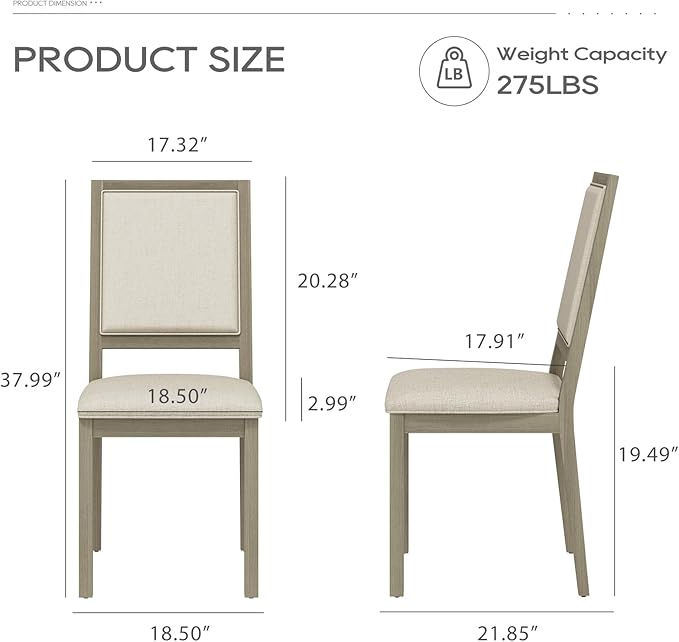 COLAMY Wood Dining Chairs Set of 4, Mid Century Modern Upholstered Kitchen - Image 3