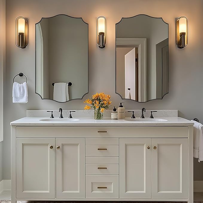24x40 Black Mirror, Asymmetrical Vanity Mirror, Irregular Wall Mirror - Image 8