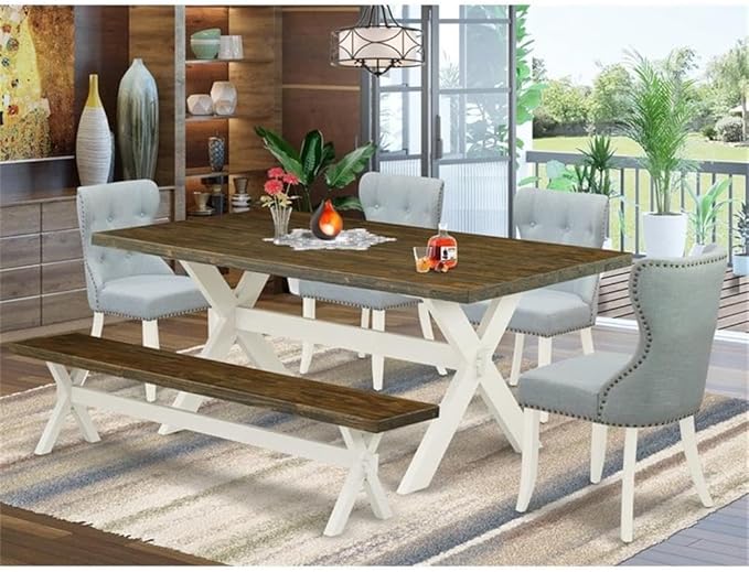 East West Furniture X077SI215-6 6 Piece Dining Table Set Contains a Rectangle - Image 2